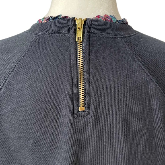 J. Crew Mercantile Plaid Trim, Black Sweater w/ Zipper, 100% Cotton; Women Sm - Picture 4 of 9